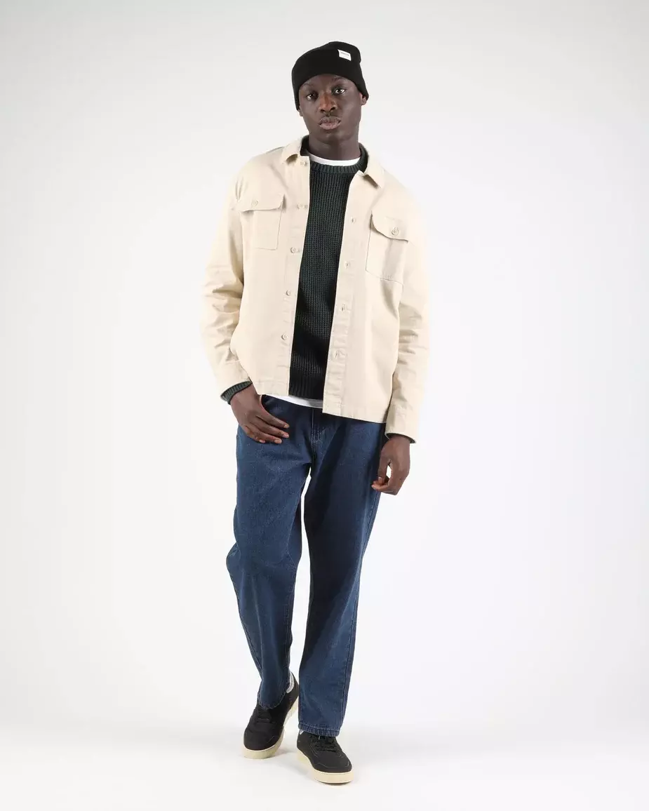 Wemoto Cotton Twill Worker Shirt Hemd Herren beige